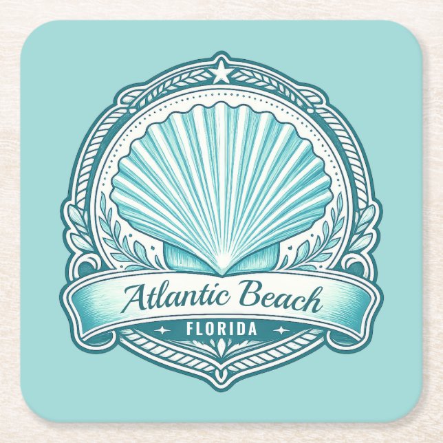 Atlantic Beach FL Kustsnäckssymbol Underlägg Papper Kvadrat (Framsidan)