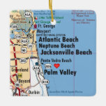 Atlantic Beach Florida Karta Julgransprydnad Keramik<br><div class="desc">Atlantisk Beach Florida-julprydnad gjord med vintage road karta.</div>