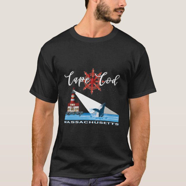 Atlantic Cape Cod Massachusetts fyr Whale W T Shirt (Framsida)