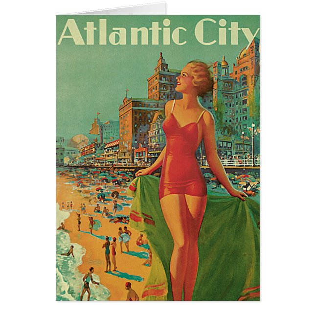 Atlantic City - Amerika all årssemesterort Hälsningskort (Framsidan)
