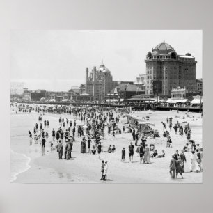 Atlantic City Beach, 1910. Vintage sommarfoto Poster