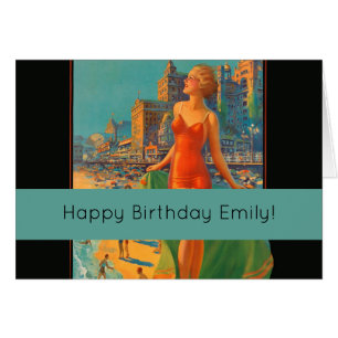 Atlantic City Beach Beauty Vintage Artwork Hälsningskort