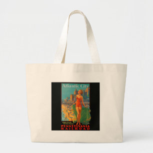 Atlantic City Beach Beauty Vintage Artwork Jumbo Tygkasse