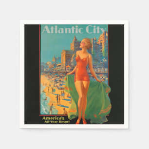Atlantic City Beach Beauty Vintage Artwork Pappersservett