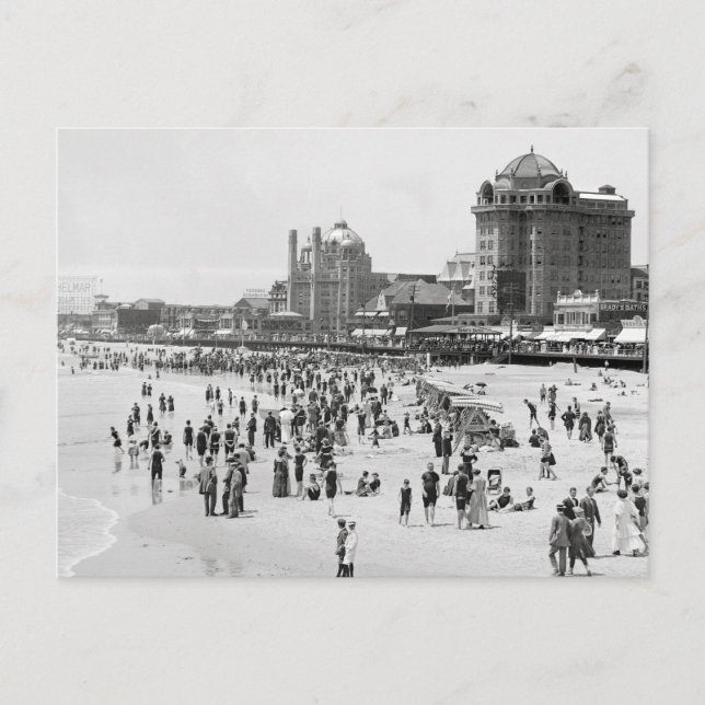 Atlantic City Beach & Boardpromenad 1910 Vykort (Framsida)