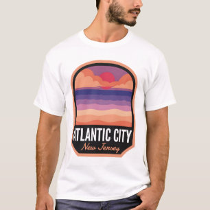 Atlantic City Beach NJ Retro Sunset T Shirt
