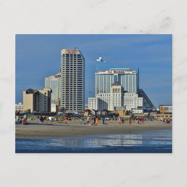 Atlantic City Beach with Casino Vykort (Framsida)