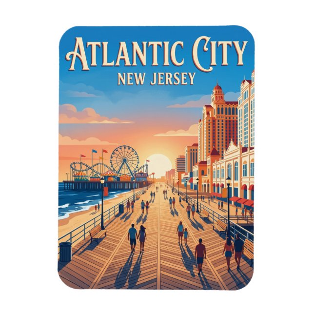 Atlantic City Boardwalk USA Magnet (Vertikal)