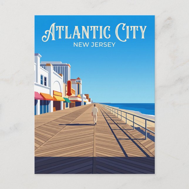 Atlantic City Boardwalk USA Vykort (Framsida)
