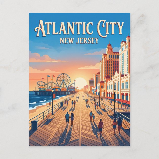 Atlantic City Boardwalk USA Vykort (Framsida)