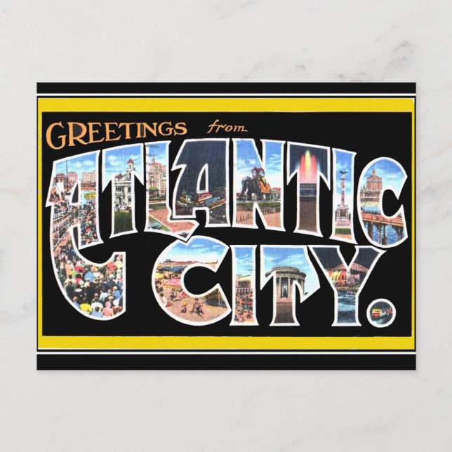 Atlantic City Gammal vykort (Framsida)