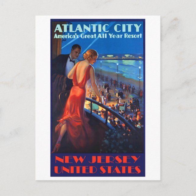 Atlantic City, lite på Romantiska sommarnatten Vykort (Framsida)