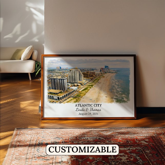 Atlantic City New Jersey Affisch, Akvarell, Custo Poster (Skapare uppladdad)