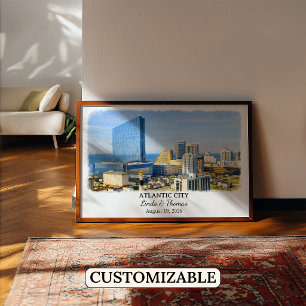 Atlantic City New Jersey Affisch, Akvarell, Custo Poster