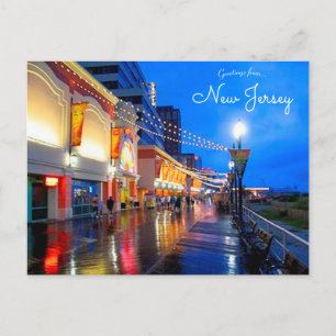 Atlantic City New jersey Blöt Boardpromenavykort Vykort