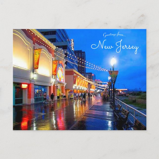 Atlantic City New jersey Blöt Boardpromenavykort Vykort (Framsida)