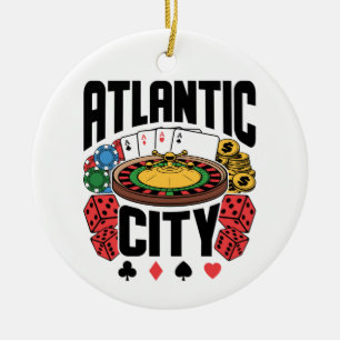Atlantic City New jersey Casino Gambling Julgransprydnad Keramik