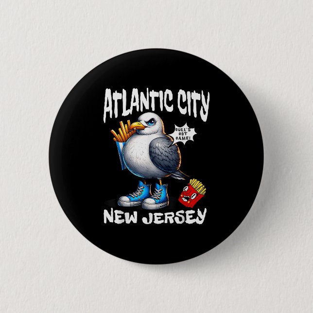 Atlantic City New Jersey Måsfisk pommes frites kul Knapp (Framsida)