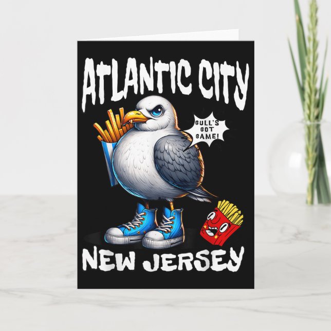 Atlantic City New Jersey Seagull French Fries Funn Kort (Framsida)