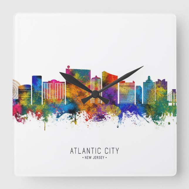 Atlantic City New jersey Skyline Fyrkantig Klocka (Framsida)