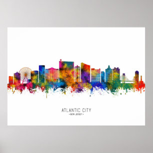 Atlantic City New jersey Skyline Poster