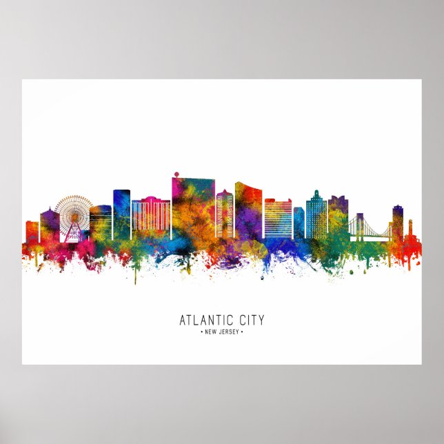 Atlantic City New jersey Skyline Poster (Framsidan)