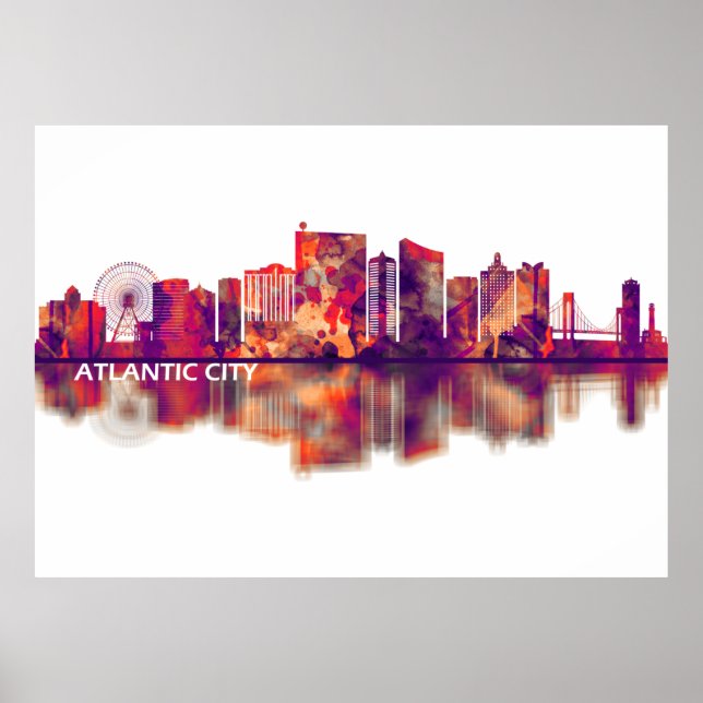 Atlantic City New jersey Skyline Poster (Framsidan)