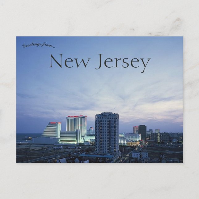 Atlantic City New jersey Skyline Vykort (Framsida)