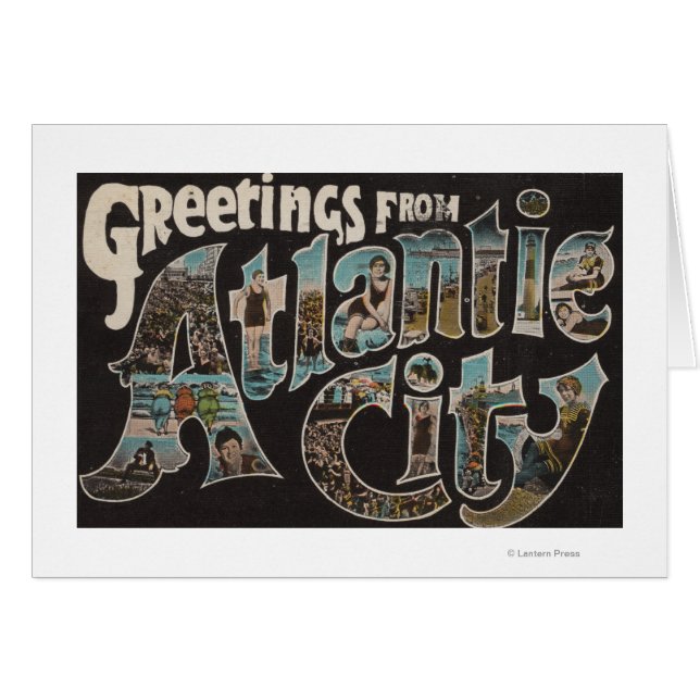 Atlantic City, New jersey - Stora Brev Scenes Hälsningskort (Framsidan Horizontal)