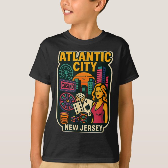 Atlantic City New Jersey Vacation Casino Gaming Ga T Shirt (Framsida)