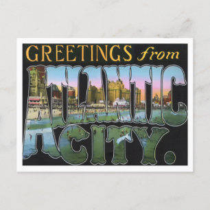 Atlantic City, New jersey Vintage Big Brev Vykort
