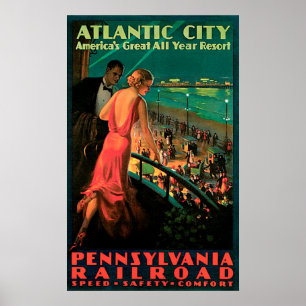 Atlantic City New jersey Vintage resor Poster