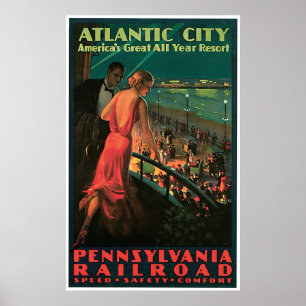 Atlantic City New jersey Vintage resor Poster