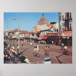Atlantic City NJ, Bike Riding på Boardpromenaden Poster