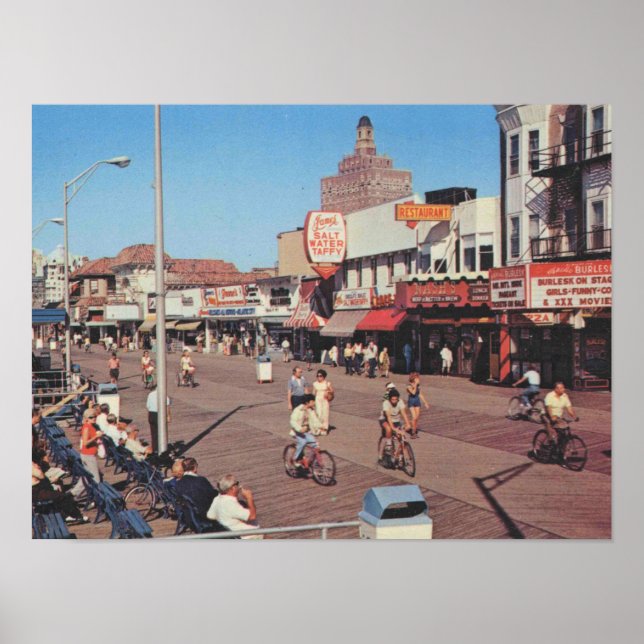 Atlantic City NJ, Bike Riding på Boardpromenaden Poster (Framsidan)