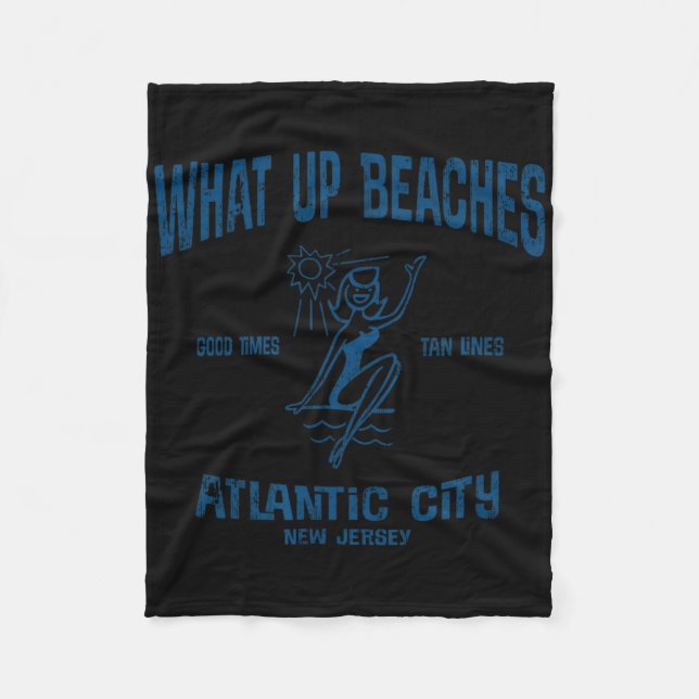 Atlantic City Nj Funny Vintage Beacher Tee Fleecefilt (Framsidan)
