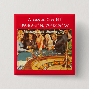 Atlantic City NJ Karta Coordinates Vintage Stil Knapp