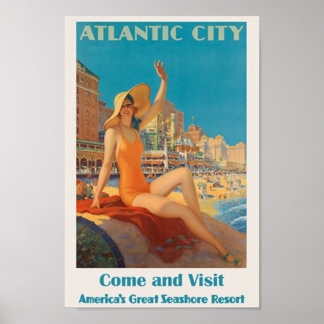 Atlantic City, NJ Travel Ad Poster (Framsidan)