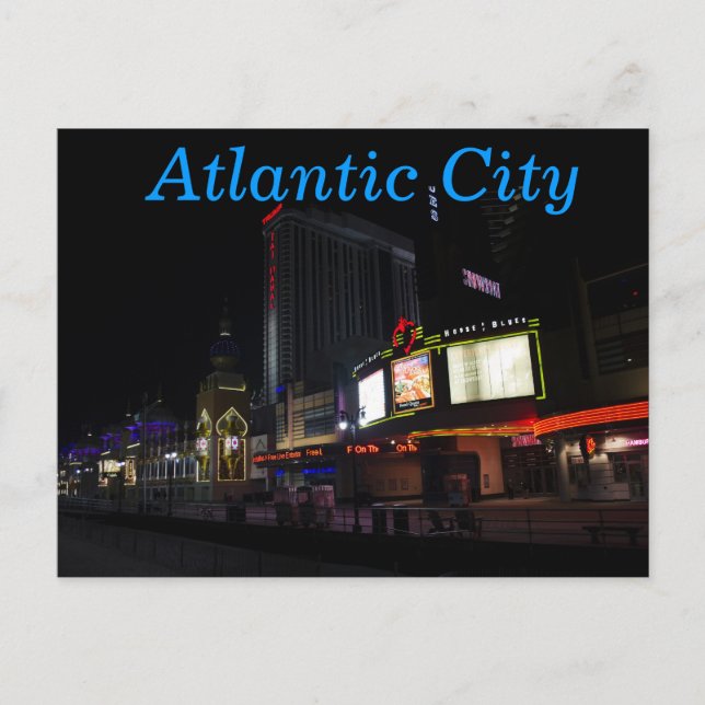 Atlantic City på natten Vykort (Framsida)