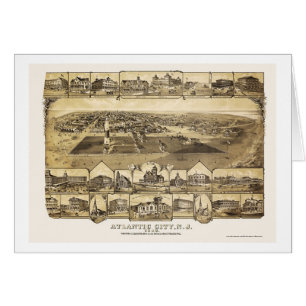 Atlantic City panorama- karta för NJ - 1880 Hälsningskort
