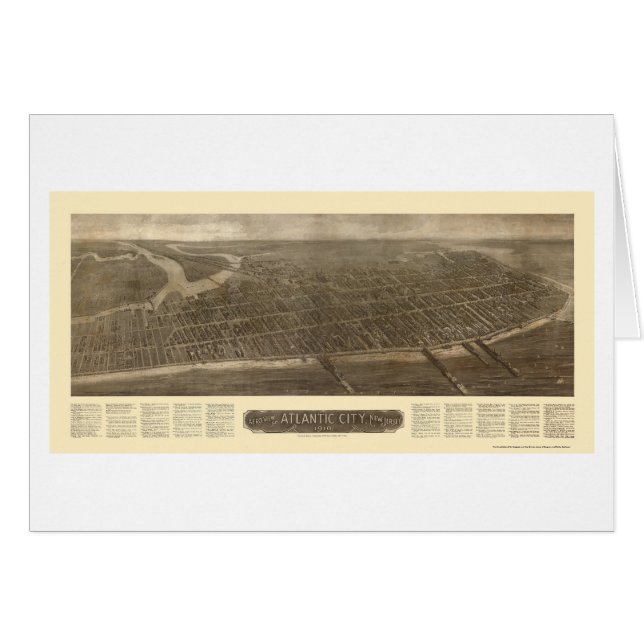 Atlantic City panorama- karta för NJ - 1910 Hälsningskort (Framsidan Horizontal)