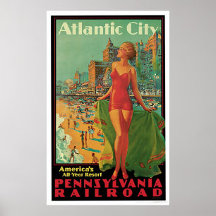 Atlantic City Pennsylvania järnvägvintage Poster