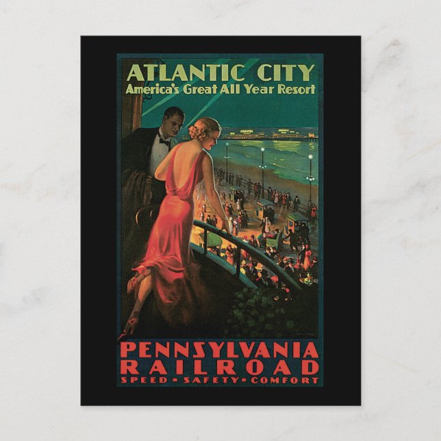 Atlantic City Pennsylvania Railroad Vykort (Framsida)
