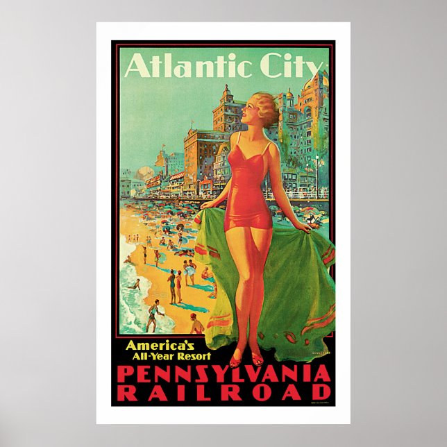 Atlantic City - Pennsylvania RR Vintage resor Poster (Framsidan)
