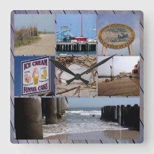 Atlantic City - Photo Collage Fyrkantig Klocka