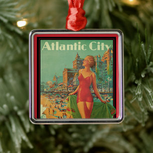 Atlantic City Resort, Pennsylvania Railroad Travel Julgransprydnad Metall