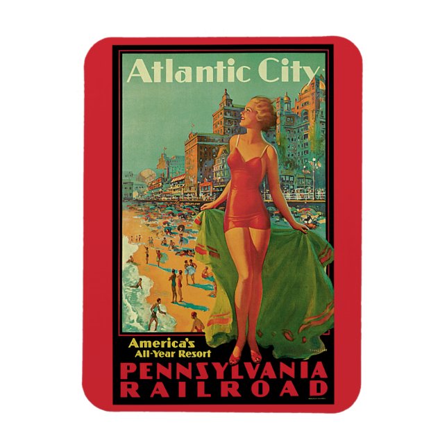 Atlantic City Resort, Pennsylvania Railroad Travel Magnet (Vertikal)