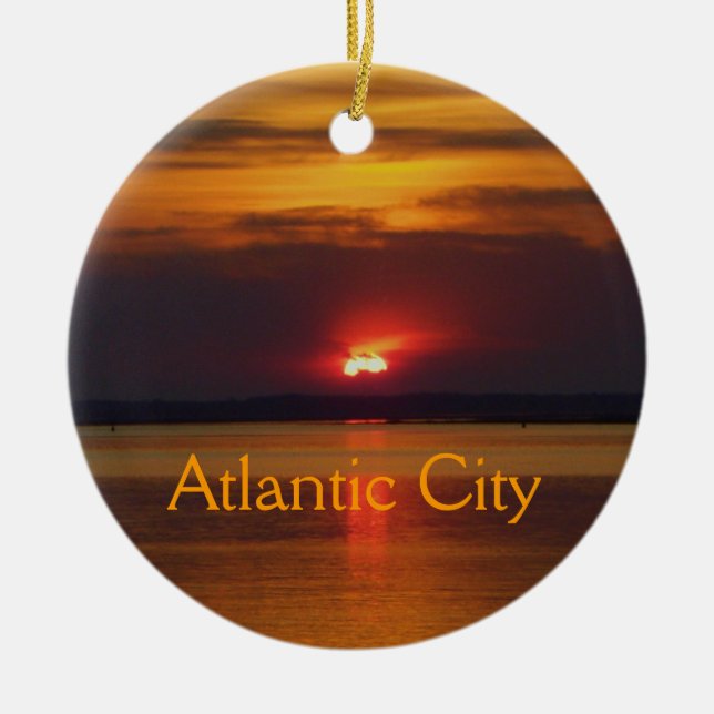 Atlantic City solnedgångprydnad Julgransprydnad Keramik (Framsidan)