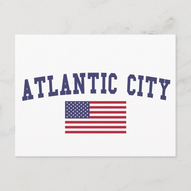 Atlantic City US Flagga Vykort (Framsida)