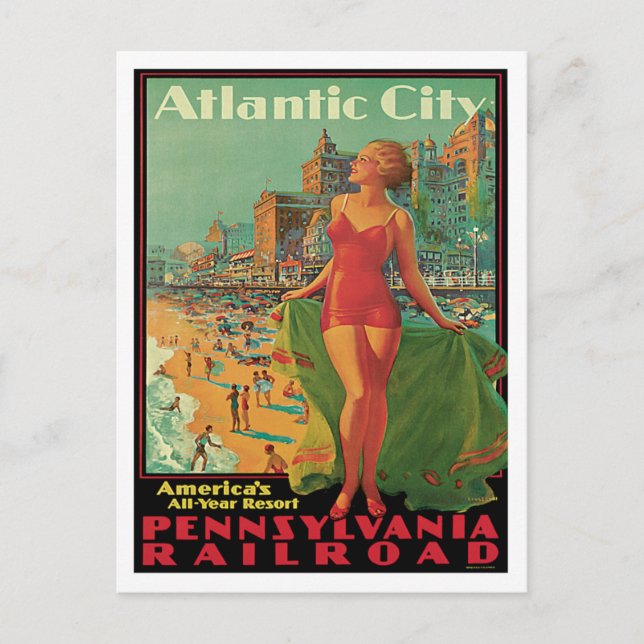 Atlantic City Vintage resor Vykort (Framsida)